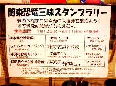 関東恐竜三昧スタンプラリー開催館一覧